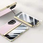 Case for Samsung Galaxy Z Fold6, Built-in Screen Protector, Camera and Hinge Protection, Creative Stand, Leather Drop-Proof Phone Case (for Galaxy Z Fold6,Pink)