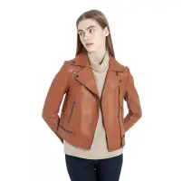 在飛比找Yahoo奇摩購物中心優惠-INTIMATUS 可可色 經典菱格縫線拼接造型真皮外套 I