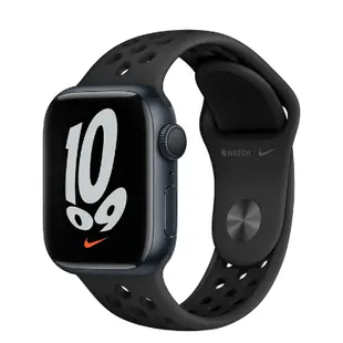 Apple Watch Nike Series 7 41mm GPS 午夜暗色鋁金屬錶殼配 煤黑色配黑色 Nike 運動錶帶 MKN43ZP/A 香港行貨