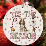 English Springer Spaniel Dog Reindeer Tis The Season Christmas Ornament Gift