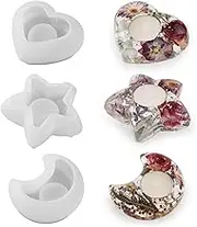 1/3 Tealight Candle Holder Silicone Mould, Moon Heart Shape Tea Lights Candle Holder Mold, Artistic Silicone Molds, Tealight Holder Casting Mold(Only Mold)