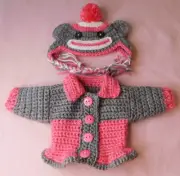 Doll Clothes Outfit, Crochet Sweater HPn Sck Monkey Sweater & Hat Fit 14.5" Doll