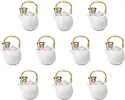 Set of 10 Red Komasuji Ball Dobins (with Kagoami) [5.1 x 4.1 x 4.5 inches (13 x 10.5 x 11.3 cm) (470cc)] | Setomonohonpo Dobins
