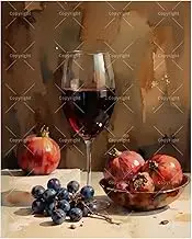 TAOPAOLAB Fruit Paint by Numbers Kit for Adults - DIY Wine Glass with Pomegranates and Grapes Painting on Canvas 16x20 Inches, Acrylic Paint Set for Beginners, Art for Home Decoration or Gifts