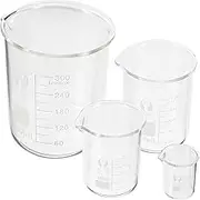 Didiseaon 4pcs High Borosilicate Glass Beaker Set Heat Resistant Measuring Cups for Lab Chemistry Education with Scale Design