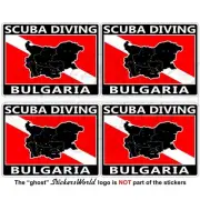 BULGARIA SCUBA DIVING Flag-Bulgarian Map Shape Rectangular Sticker-Decal 50mm x4
