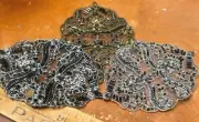 applique embroidered glass beads sequins 3 1/4x4.5" hand sewn 1pc