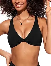 [CRZ YOGA] Womens V Neck Bikini Tops Twist Front Bathing Suit Tops Criss Cross Back Swim Top Padded