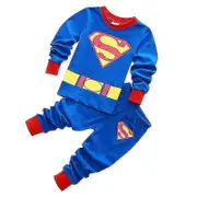 Unbrand Kids Boys Girls Spiderman Superman Casual Long Sleeve Nightwear Pajamas Set Outfit Loungewear Blue Surperman 3 Years