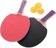 Sosoport 1 Set Table Tennis Racket Set Pong Paddle Adults Includes Horizontal Straight Rackets Balls Durable Safe for Junior Players for Games Random Color