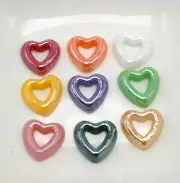 200 Mixed Color AB Heart Donut Flatback Ceramic Cabochon 10mm Tiny Glass Tile