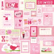 VALENTINE DAY die Scrapbook Paper 12" LOVE 5p HEARTS FOIL Sampler stamp cut apar