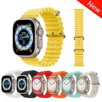 在飛比找Yahoo!奇摩拍賣優惠-最新爆款 適用於APPLE WATCH矽膠錶帶 蘋果海洋手錶