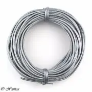 Gray Metallic Round Leather Cord 2mm, 25 meters (27 yards)