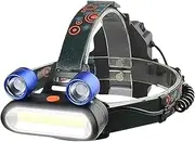 Head Torch - Rechargeable Headlight | Portable Led Head Lamp | Reusable 500lm Outdoor Flashing Headlamp for Working | Battery Powered Night Headlights for Walking Running Camping Jogging Fishing