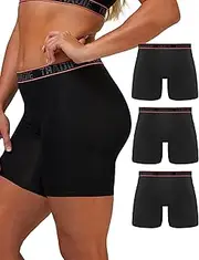 [TRADIE] Women's Bamboo Long Leg Shortie 3-Pack Womens Underwear, Moisture Wicking Underwear Women, Women Underwear, Soft, Comfortable Breathable Underwear, No Chafe Inner Leg Panels