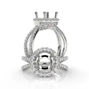 Diamond Engagement Filigree Ring Split Shank Round Semi Mount Platinum 0.75Ctw