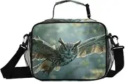 Owl Fly Forest Insulated Lunch Box for Women Men - Ideal for Work, Picnics - Includes Adjustable Shoulder Strap