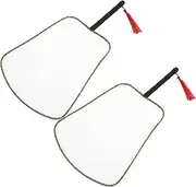 TEHAUX 2pcs Handmade Blank Fan Ancient Fan Dance Fabric Fan Prop Ancient Handheld Fan Fan Making Hand Fan White Handheld Fan Writing Fan Iron