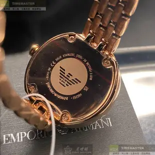 ARMANI阿曼尼精品錶,編號：AR00036,30mm圓形玫瑰金精鋼錶殼古銅色錶盤真皮皮革玫瑰金色錶帶