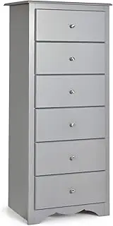 Giantex Chest of 6 Drawers, Free Standing Storage Cabinet with Metal Handles, Classic Home Furniture, Wooden Storage Dresser Tallboy Cabinetfor Hallway Living Room Bedroom (Grey)