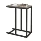 Costway C-Shaped End Table with Metal Frame for Couch and Bed-Oak