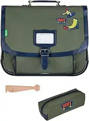 [Blumie Shop] Tannn'S School Bag Set 38 cm Boys + Pencil Case Rectangular Assorted + Wooden Bookmark Cat Blumie