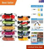 10 Pack Glass Food Storage Containers with Lids, Glass Airtight Meal Prep Con...