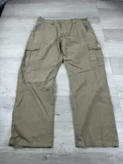 Wrangler Pants Mens 36x30 Brown Cargo Rip Stop Utility Workwear Relaxed Fit Tech