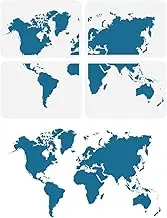 FINGERINSPIRE 4 Pcs Big World Map Painting Stencil 8.3x11.7 inch Reusable World Map Combination Pattern Drawing Template Continental Plate Decor Stencil for Painting on Wood Wall Fabric Furniture