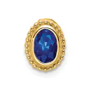 14K Yellow Gold Oval Sapphire Chain Slide