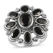 Artisan Crafted Elite Shungite Floral Ring Sterling Silver 3.35 ctw Size 5, 7, 8