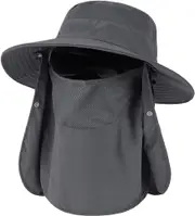 Sun Hats Fishing Hat for Men & Women with Removable Neck Flap & Face Cover, UV Sun Protection Wide Brim Sun Hat for Outdoor