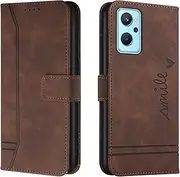 [Lihondar] Compatible with Oppo Realme 9i / Oppo A76 / A96 / A36 Case, Mobile Phone Case Oppo Realme 9i / Oppo A76 / A96 / A36, PU Leather Folding Protective Case with Letter Cover Flip Case (Brown)