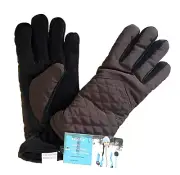 NEW NWT TRUFIT BROWN QUILTED WARM SKI DRIVING GLOVES WOMEN OS ONE SIZE