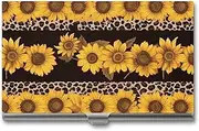 LQPMNK Metal Card Case, Leopard And Sunflower Print Professional Card Case Premium Card Case Lightweight Card Holder Pocket Card Case
