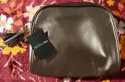 Sienna Mae Nora Zipper Pouch Cosmetic Tassel Zipper Makeup Bag Metallic Bronze