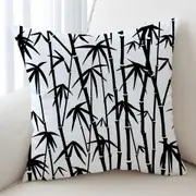 Black and White Bamboo Cushion Cover