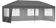 [Instahut] Gazebo, 3x6m Pop Up Marquee, Grey Wedding Party Marquee, Outdoor, Camping Canopy, Water-Resistant & UV Protection, Heavy-Duty Steel Frame, Garden & Backyard