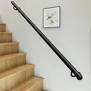 Indoor Stairs Railing 1FT~20FT Staircase Banister Hand Rails with Wall Support Bracket, Staircase Handrails for Home Bathroom Corridor Decking - Wrought Iron(6.6ft/200cm)