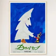 Galrie Davos Parsenn Snow Tree Vintage Ski Poster - Swiss Alps Adventure Art, Wood Frame, A3 30 x 42cm (12 x 16inch)