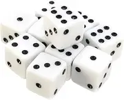 White Game Dice, 100Pcs 8mm White Dice, 6-Sided Game Dices for Teaching Math, Activity, Casino Theme, Party Favors
