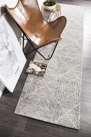 Rug Culture Grey & Bone Ivory Coastal Durable Runner Rug