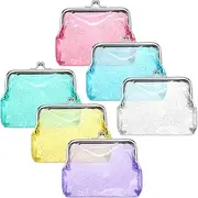 [Saintrygo] 6 Pieces Clear Coin Purse for Women Colorful Kiss Lock Coin Purse Transparent Change Wallet Waterproof PVC Kiss-lock Clear Wallet for Carrying Your Change, Multicolor, /