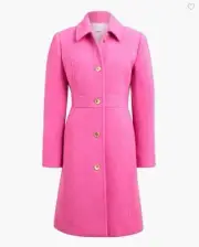 New J Crew Factory Lady Day Coat Pink Wool Blend Sz 4 Long Sleeve Button