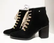 Dr. Scholl's Loni Lace Up Combat Boots w/Block Heel Lined Size 11M NEW IN BOX