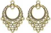 10 Antiqued Gold Plated Pewter 26x23mm Filigree Chandelier Earring Connectors