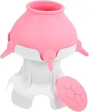 Generic Newborn Pet Feeding Set Puppy Kitten Feeder 4 Silicone Nipples Stand Nursing Bowl for Puppies Kitten and Rabbits Pink