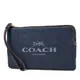 COACH 馬車LOGO織布大手拿包-單寧藍