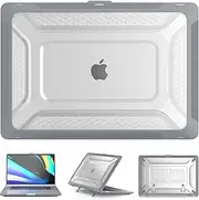 LJFLYXRI TPU Bumper Protective Case Compatible with MacBook Air 13 Inch [ Models: M4 A3240/M3 A3113/ M2 A2681 ] Anti-Cracking Heavy Duty Hard Shell with Kickstand (Grey, M4 A3240/M3 A3113/ M2 A2681)